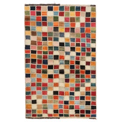 Alfombra persa Gabbeh vintage con estampado geométrico de colores - Rug & Kilim