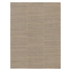 Rug & Kilim's Contemporary Kilim mit strukturierten beigen und grauen Streifen