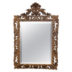 Antique Spanish Carved Bleached Oak Mirror