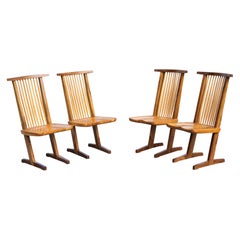 George Nakashima Inspired Set of Four Conoid Style Dining Chairs Mixed Hardwoods