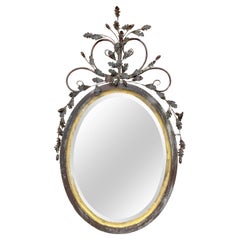 LaBarge Italian Giltwood & Painted Tole Mirror With Acorn & Leaf Metal Foliate