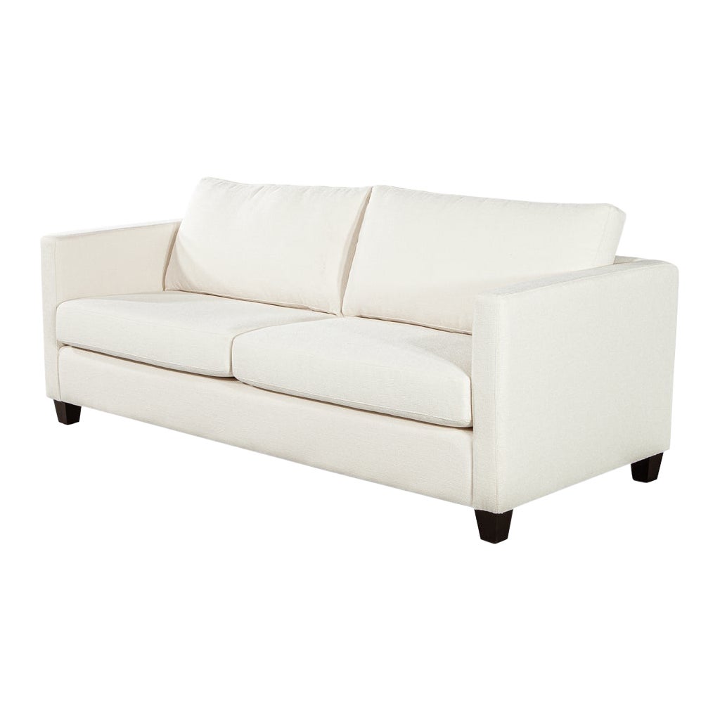 Modernes 2-Sitzer-Sofa aus cremefarbenem, strukturiertem Stoff