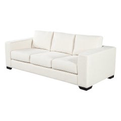 Modernes 3-Sitzer-Sofa aus cremefarbenem, strukturiertem Stoff