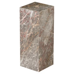 1980's Post-Modern Pink and Grey Exotic Marble Column Pedestal