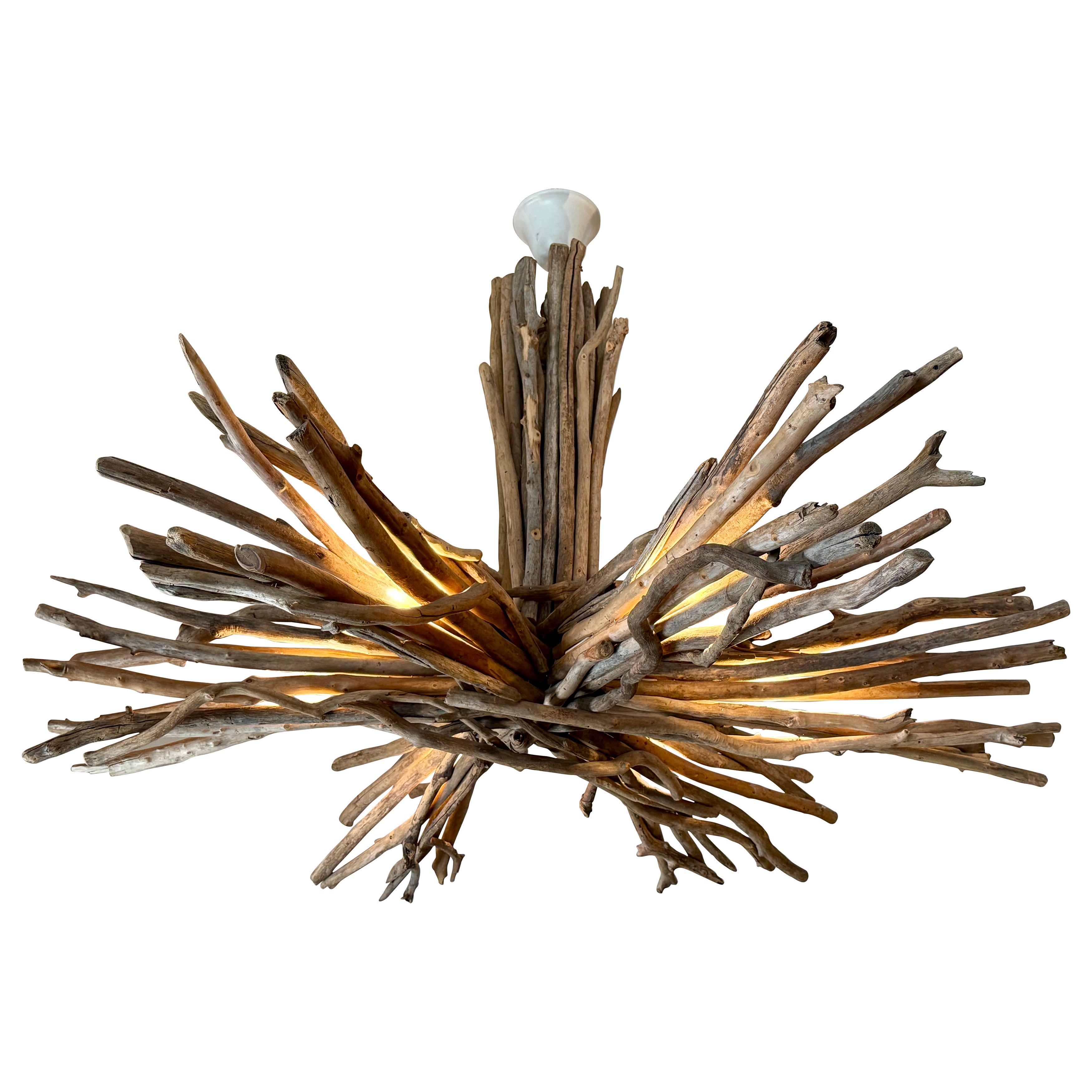 Oversized 6-Arm Driftwood Chandelier For Sale
