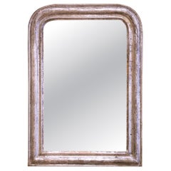 Petit miroir Louis Philippe argenté du 19ème siècle.
