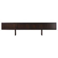 Monumental 10 Foot Custom Mid Century Modern Media Console in Solid Mahogany