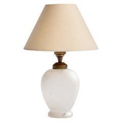 French Designer, Table Lamp, Glass, Brass, France, 1940s