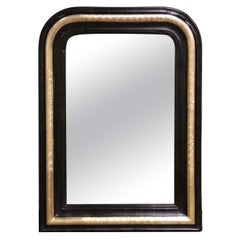 19th C. French Louis Philippe Mirror with Ebonized and Silver-Gilt Inner Border