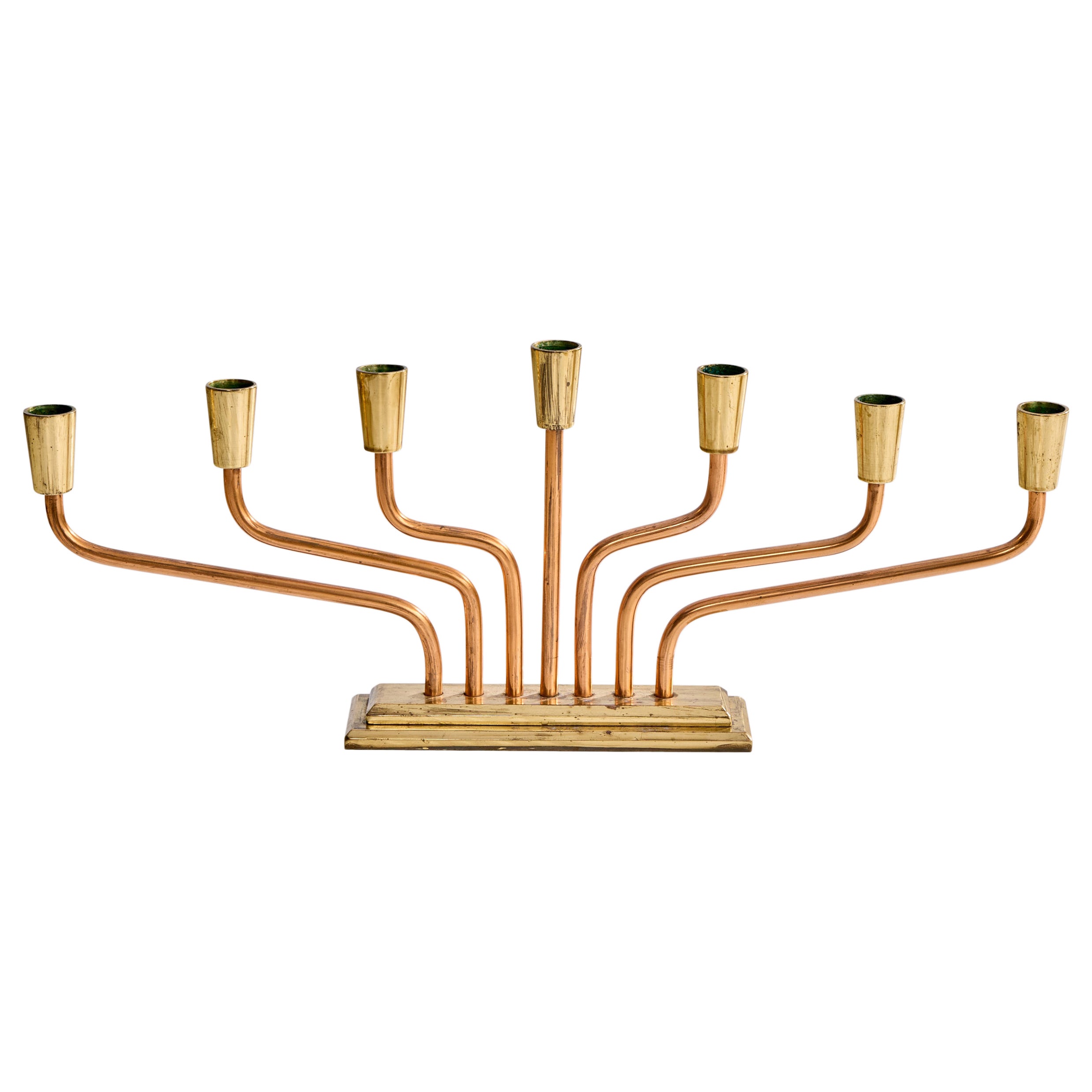 Designer suédois, chandelier, cuivre, laiton, Suède, années 1960 en vente