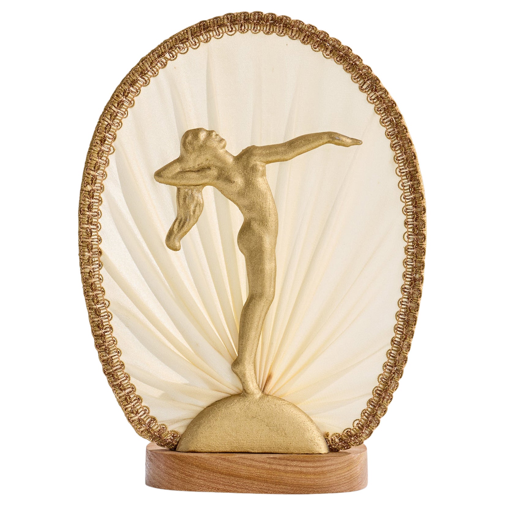 Swedish Designer, Table Lamp, Oak, Fabric, Metal, Sweden, 1930s For Sale