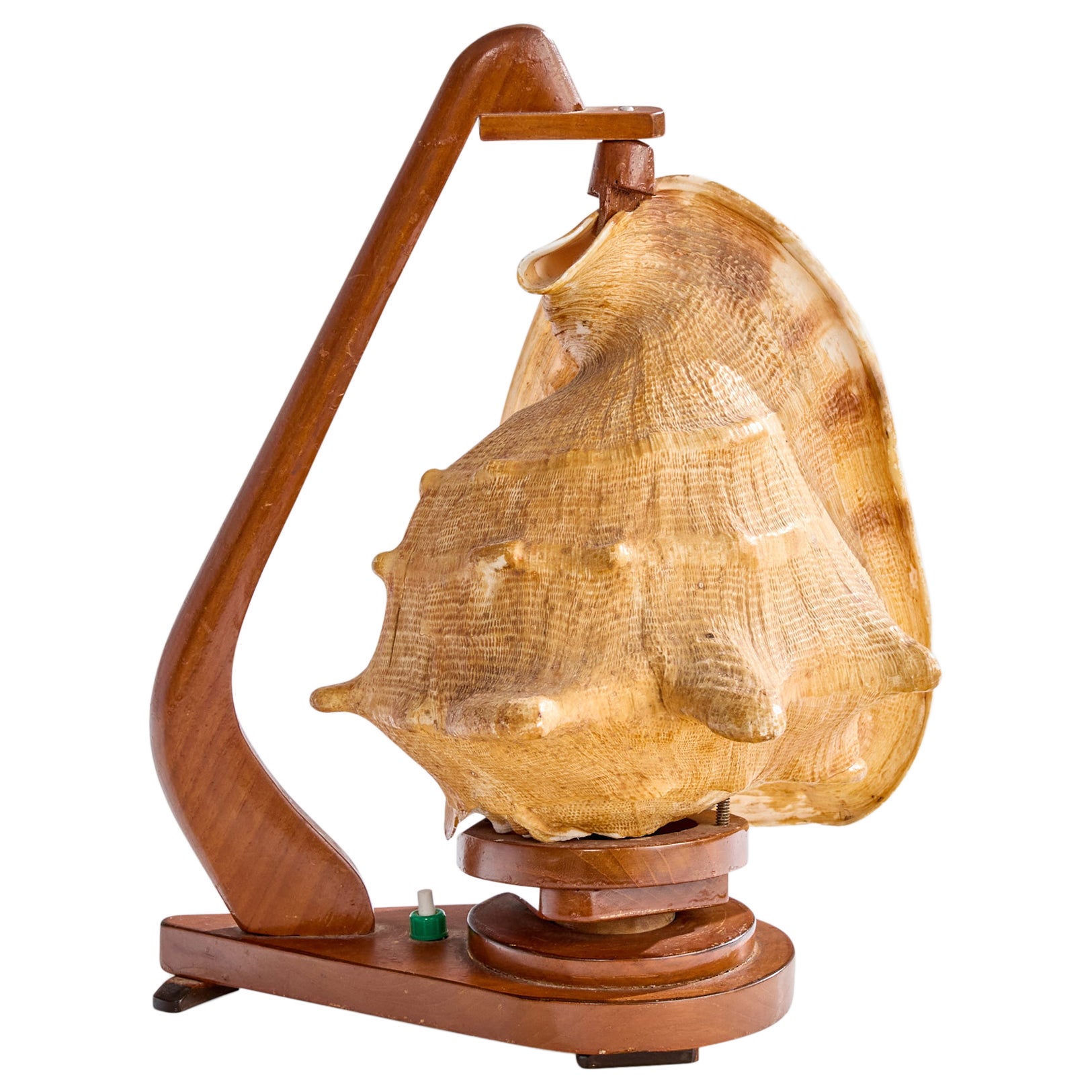 Swedish Designer, Table Lamp, Wood, Shell, Sweden, 1940s For Sale