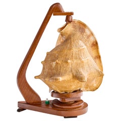 Swedish Designer, Table Lamp, Wood, Shell, Sweden, 1940s