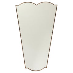 1950s Italian Shield Shaped Brass Mirror