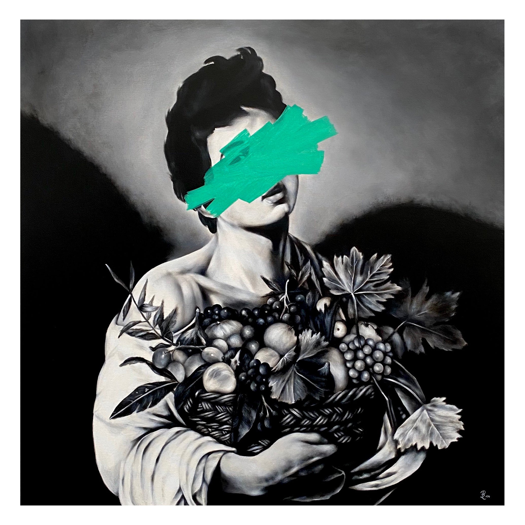 PETRA VON KAZINYAN - Frutta fresca (AFS. CARAVAGGIO) Acrilico su tela 40x40