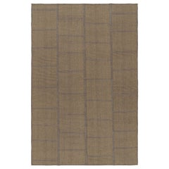 Rug & Kilims texturierter moderner Kilim-Teppich in Braun mit geometrischem Muster in Taupe