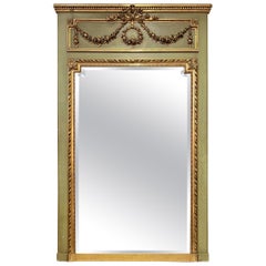 Antique French Louis XVI Stil geschnitzt Trumeau Spiegel mit Gold, Circa 1860-1880.