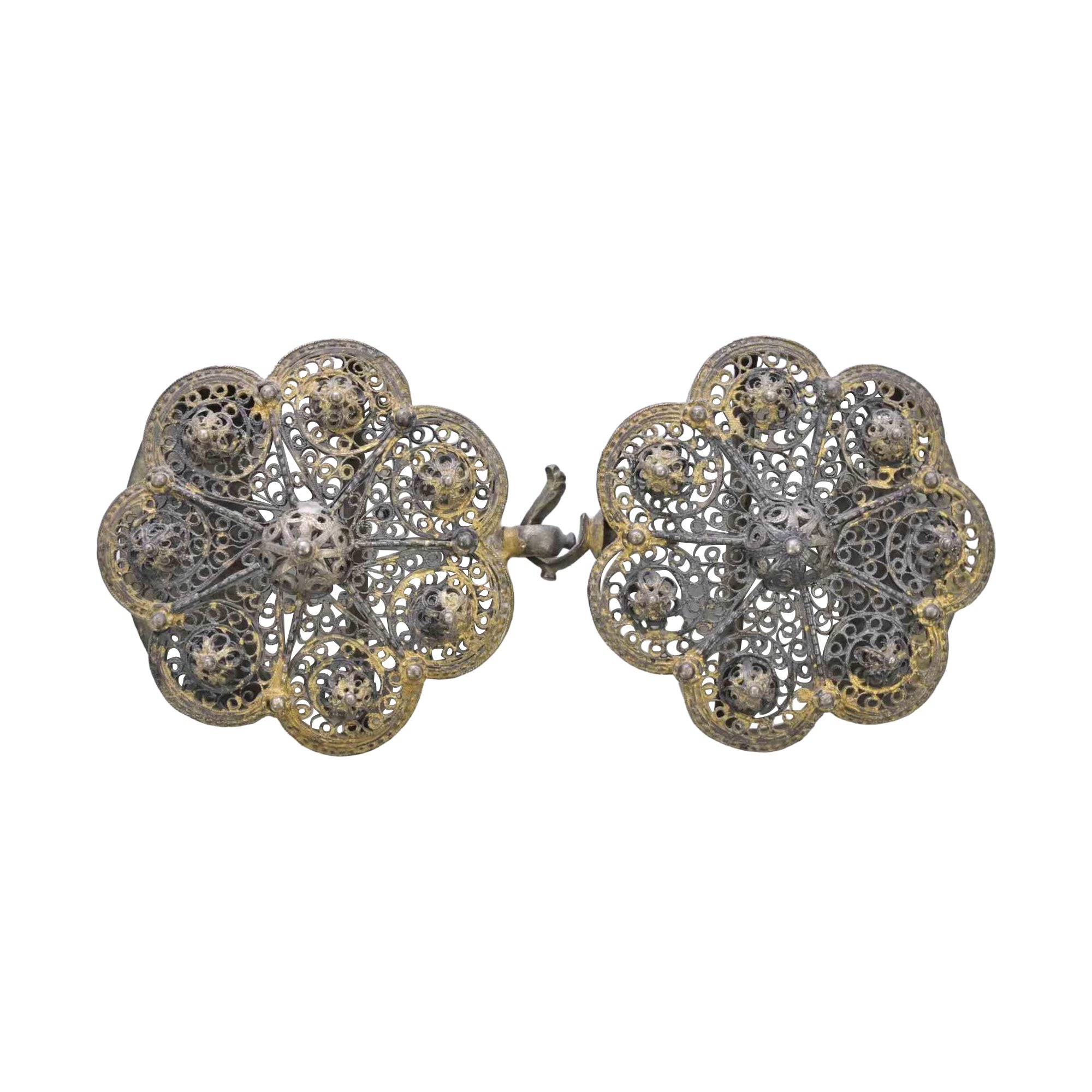Ancienne boucle de ceinture ottomane dorée, 19e siècle