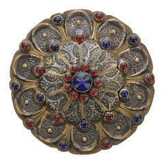 Bouton de col "Gül Yaka" - Bijoux en métal doré des Turkmènes, 19e siècle