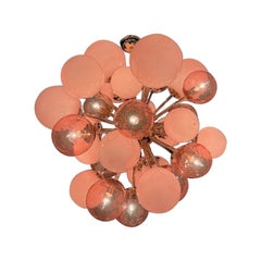 Lustre "nuage" rose en verre de Murano