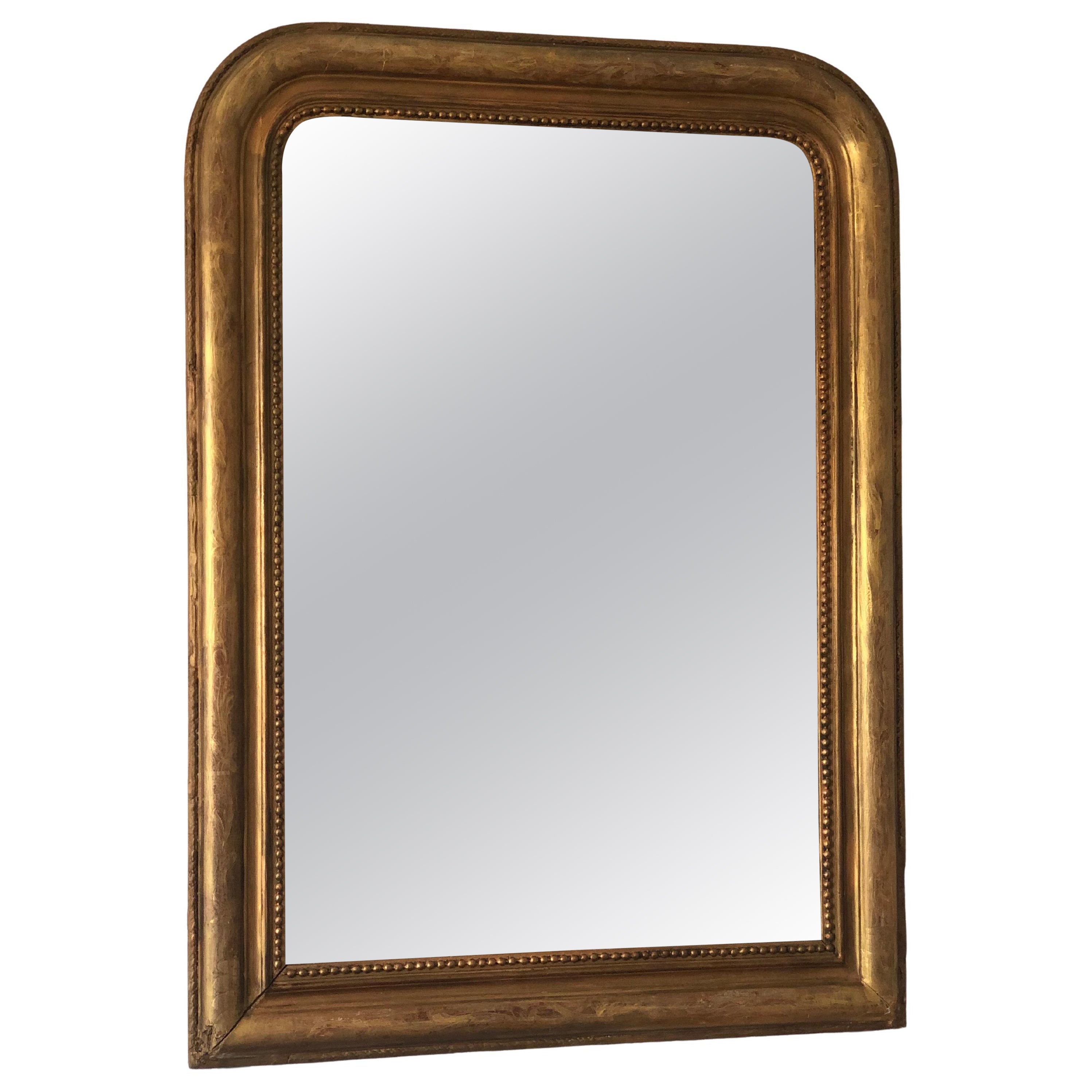 Grande specchio in legno dorato di Antique French della fine del XIX secolo
