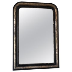 Grande Antique Mirror francese Louis Philippe in nero e argento Fine XIX secolo