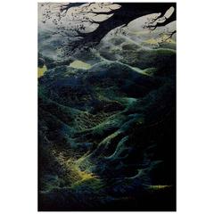Eyvind Earle Fantasy Landscape Painting, Oil on Masonite, "Big Sur" 8