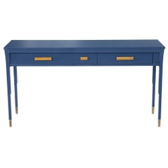 Modern Indigo Console Table with Brass