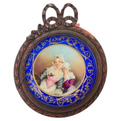 Plaque en porcelaine peinte à la main au 19e siècle, signée par Félicie Palade Bonnal