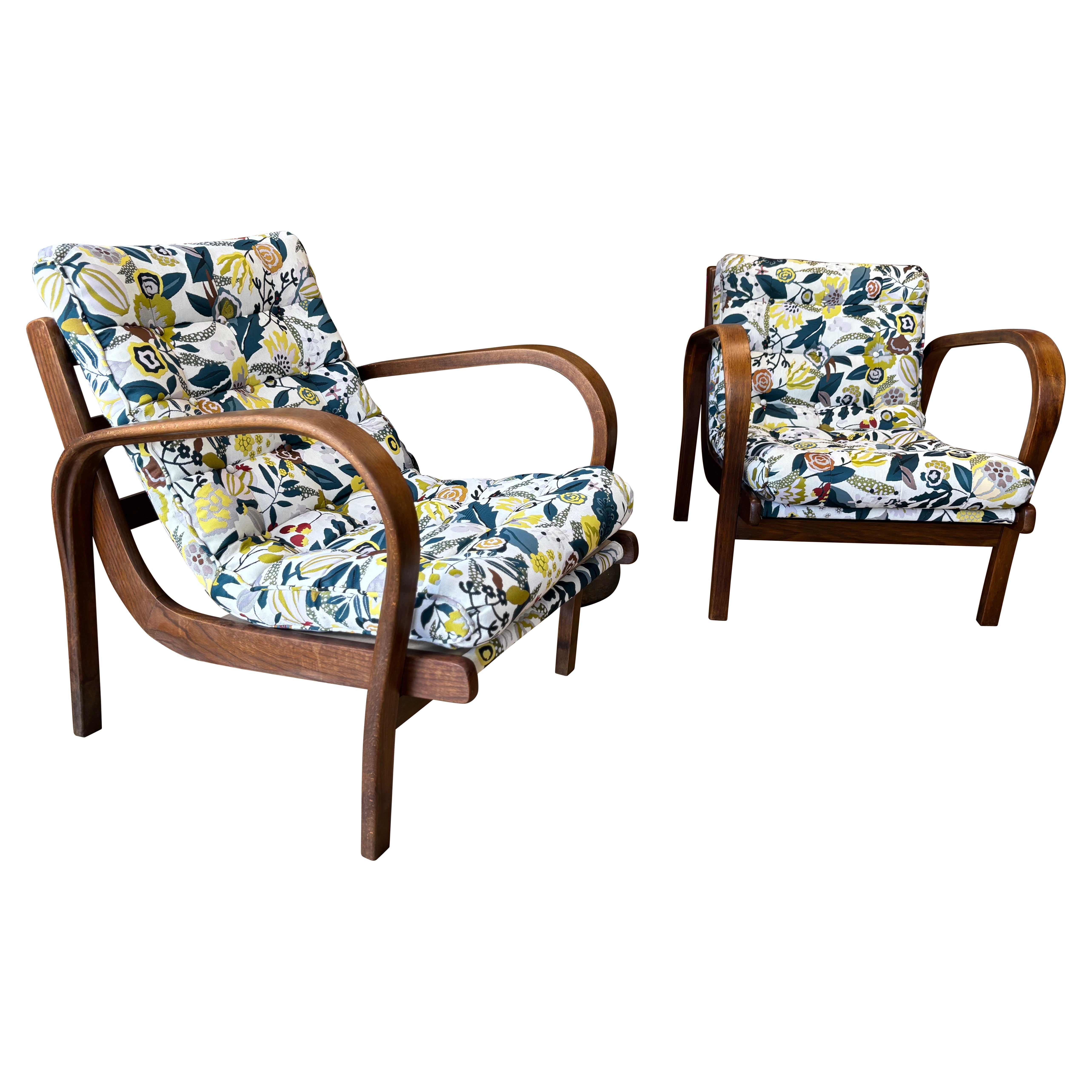 Paire de chaises longues tchèques vintage, Circa 1940s en vente