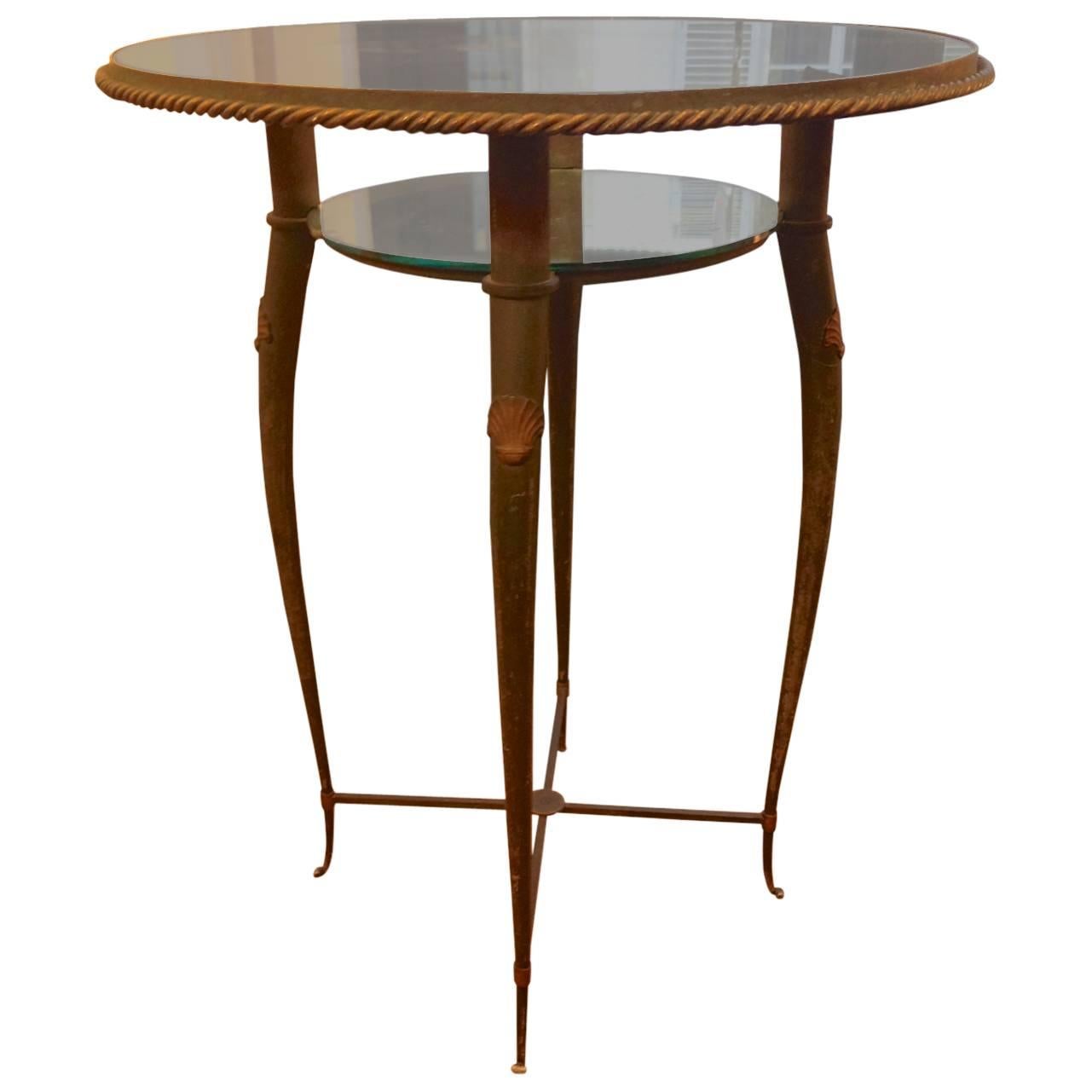 In the Style of A. A. Rateau Refined Patinated Bronze Two-Tier Side Table For Sale