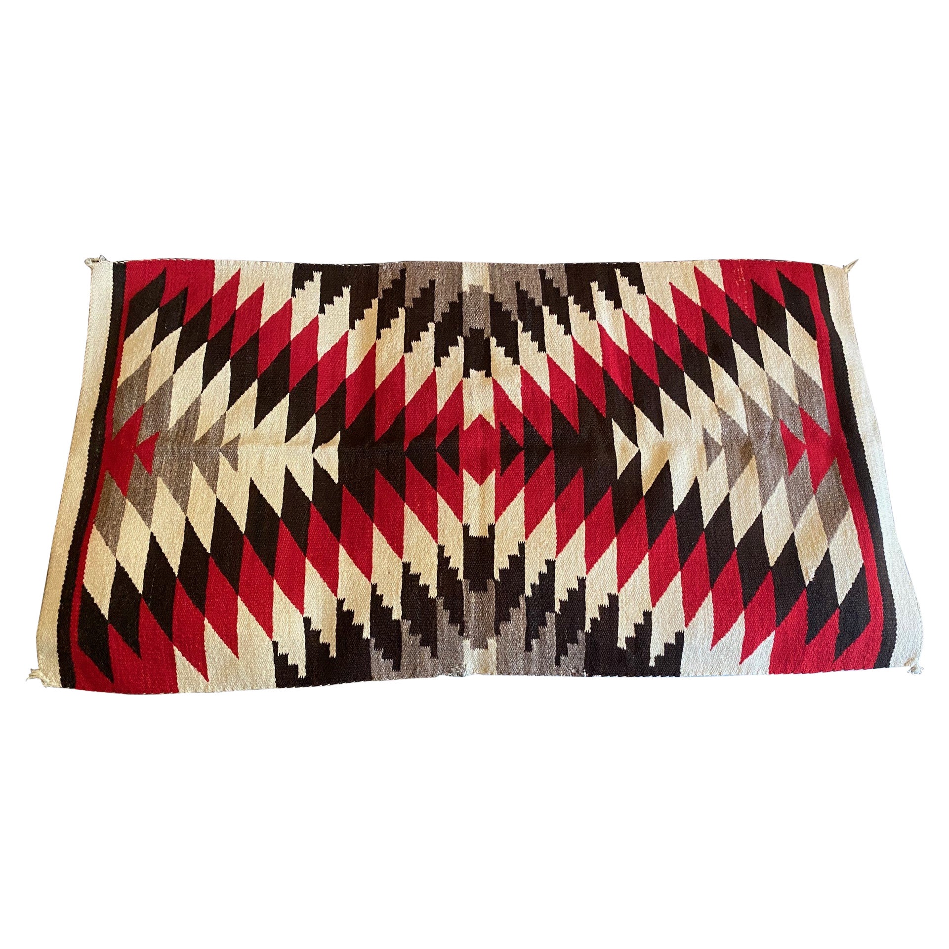 Indigenous Native American Indian Navajo Handwoven X-Pattern Rug Blanket For Sale