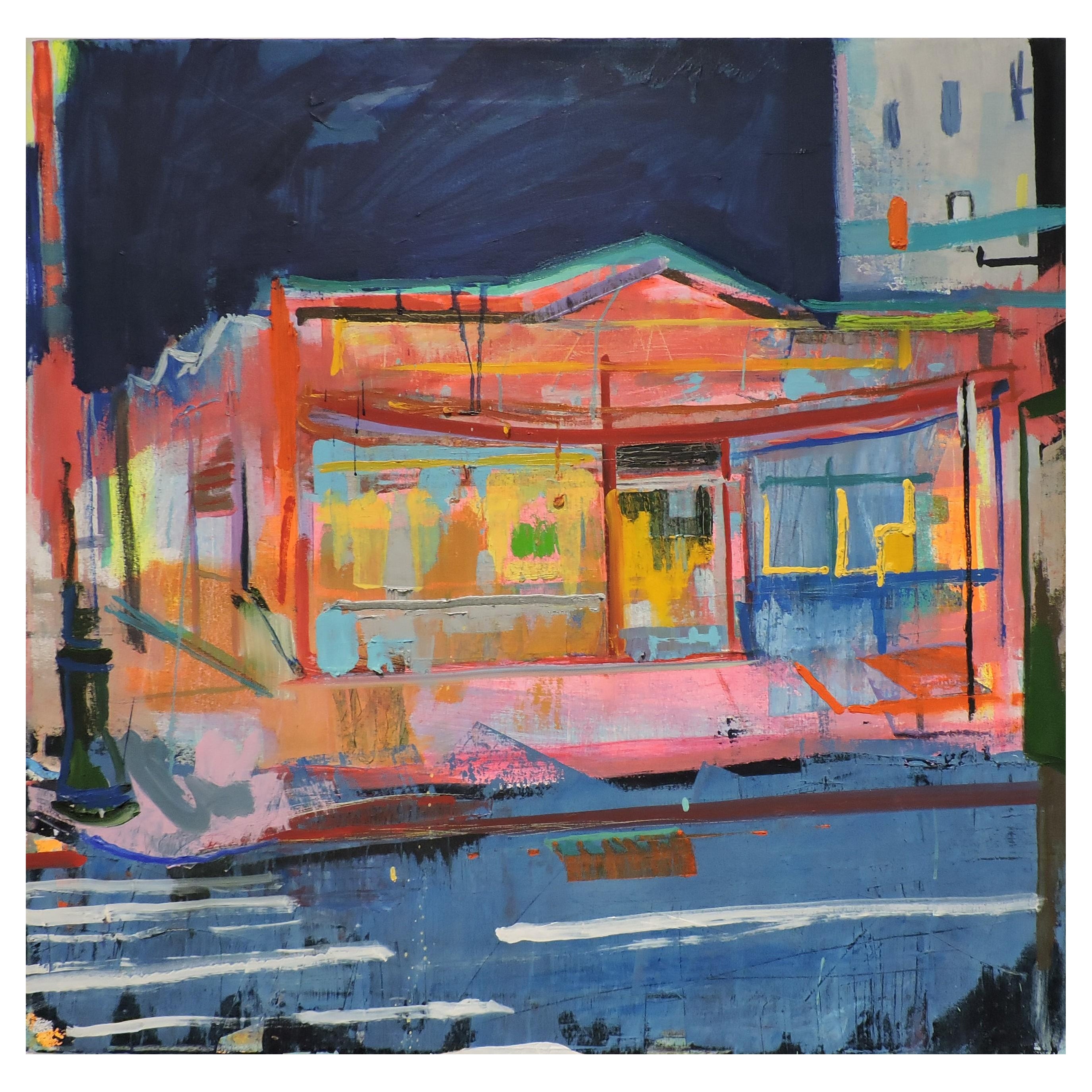 Joel Adas "Bodega I" Escena de Nueva York, Pintura moderna al óleo sobre lienzo