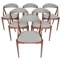 Set of Six Walnut Kai Kristiansen Dining Chairs