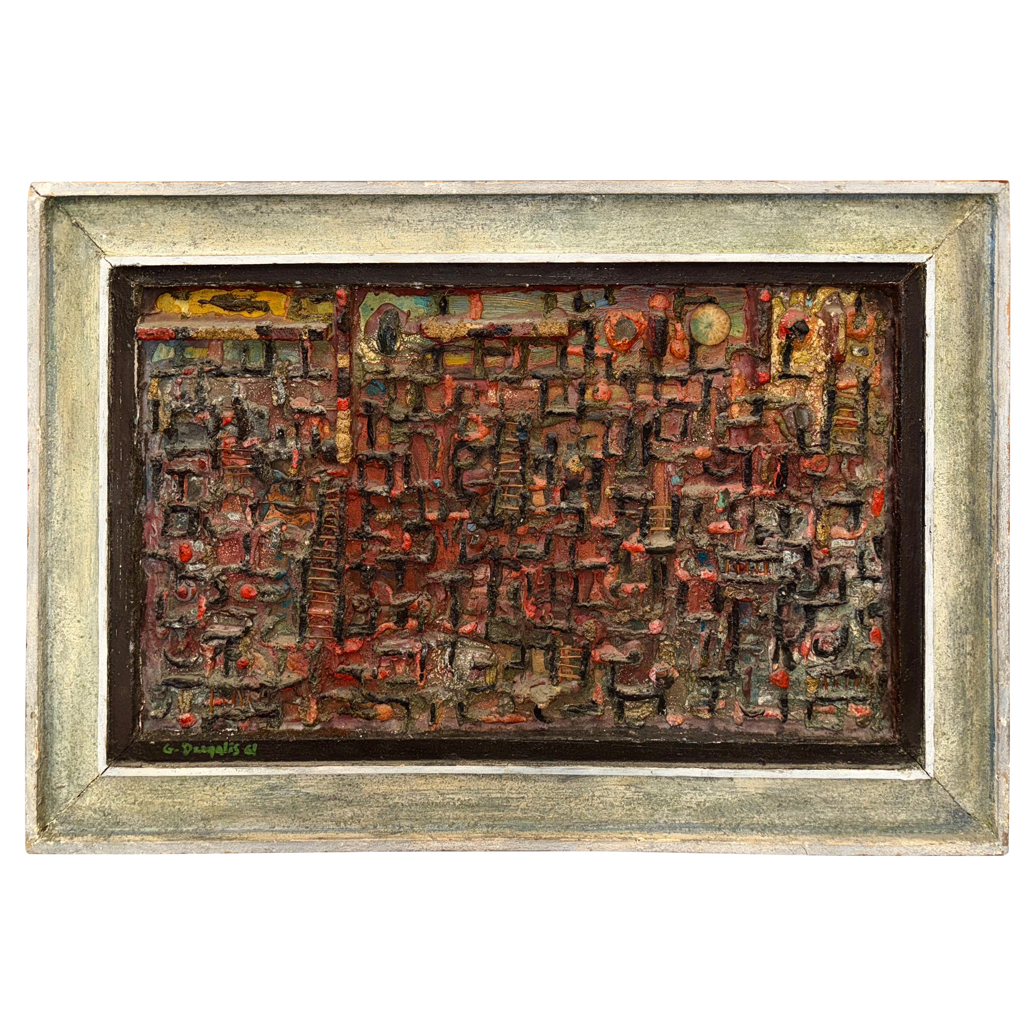 George Dergalis 1961 Construcción en técnica mixta Alto relieve Abstracto en venta
