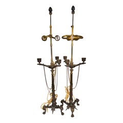Neo-Classical Grand Tour Souvenir Bronze Candelabra  Lamps