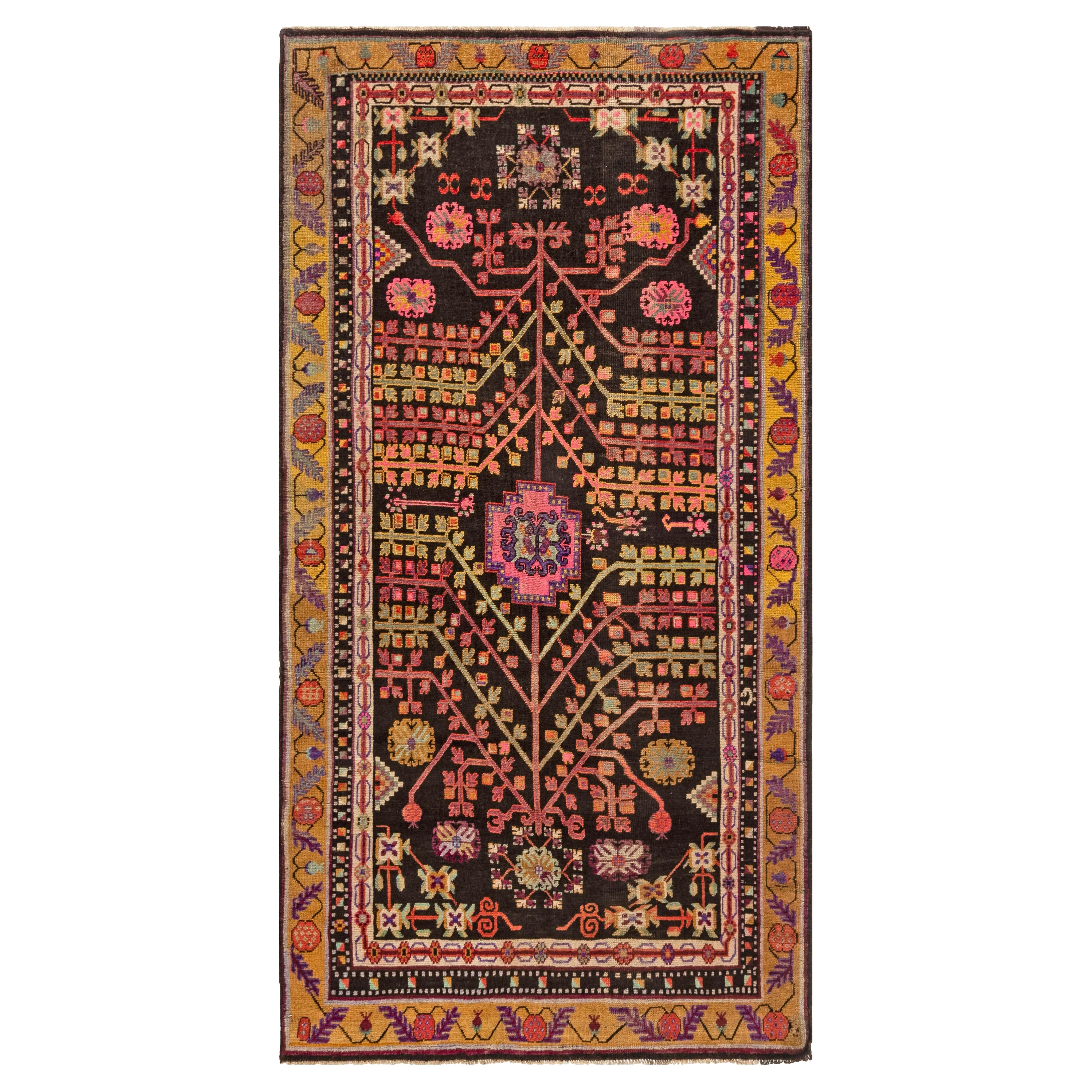 Doris Leslie Blau Midcentury Samarkand Handgefertigter Wollteppich im Angebot