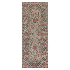 Doris Leslie Blauer Vintage Samarkand Khotan Handgefertigter Wollteppich aus Samarkand
