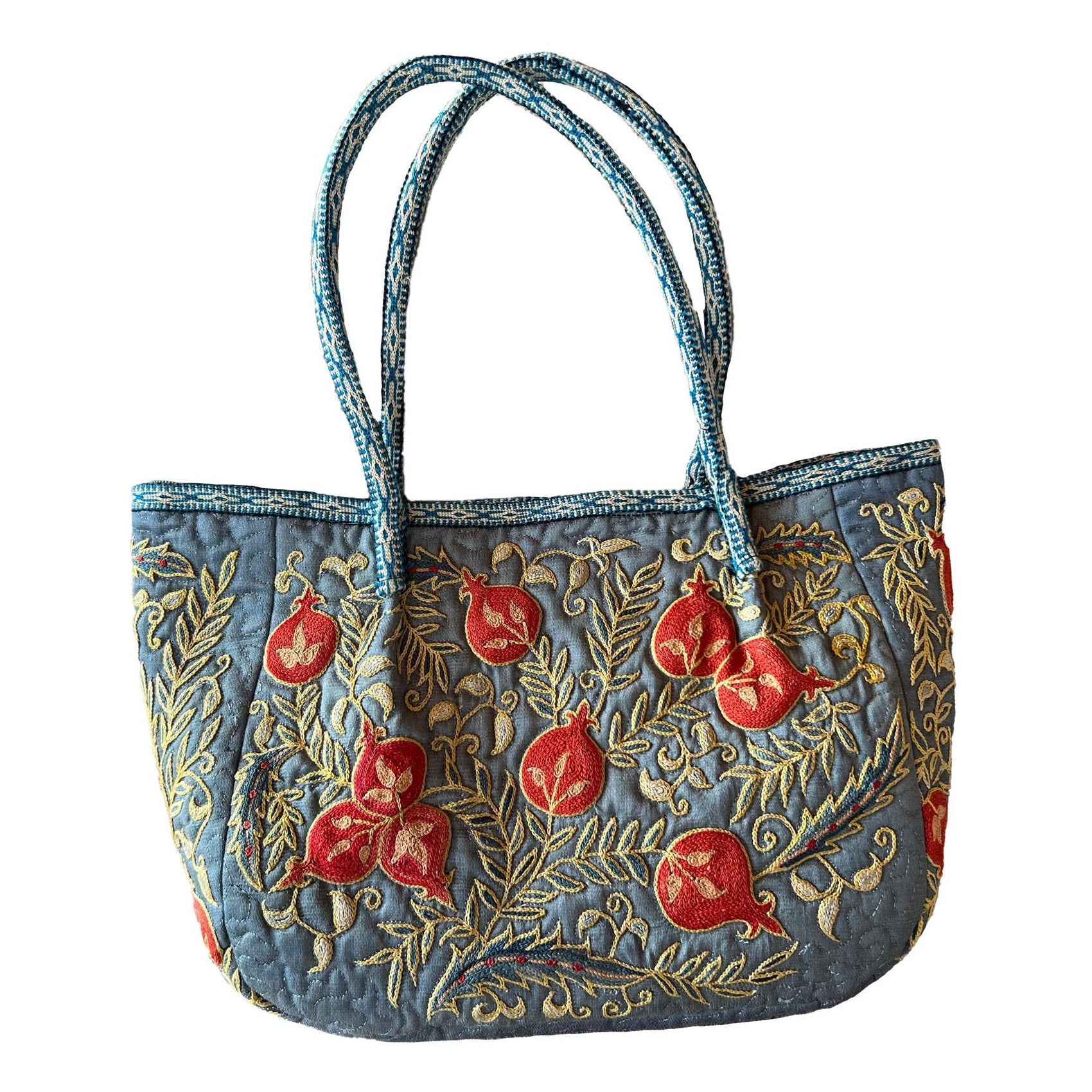 100% Seide Luxus Hand bestickt Suzani Handtasche. Hobo-Tasche, Tote Bag, Eimertasche