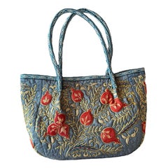 100% Seide Luxus Hand bestickt Suzani Handtasche. Hobo-Tasche, Tote Bag, Eimertasche