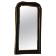 Antique Louis Philippe French Full Length Mirror in Schwarz und Gold, 19. Jahrhundert