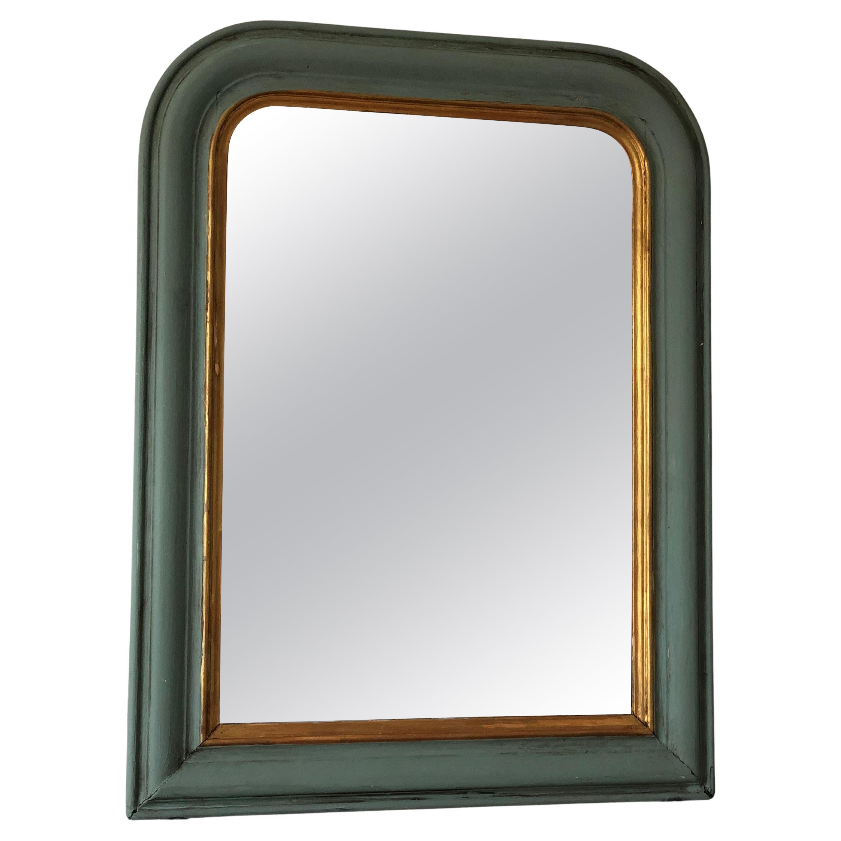 Antiker Louis Philippe French Mirror in Grün und Gold, Ende 19. Jahrhundert im Angebot