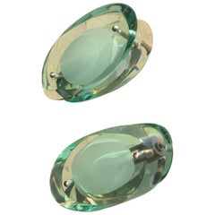 Fontana Arte Max Ingrand. N. 4 Appliques Metal Nichelato Glass 1955 Italy