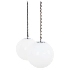 Antigua lámpara colgante Art Decó Falks Globe de cristal opalino, c.1930