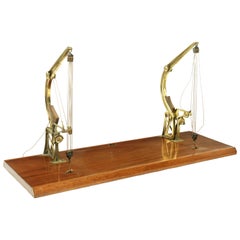 Used Late 19th Century Model of a Pair of Brass Davit Type Cranes