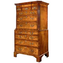 Antique Attractive George I Walnut and Feather Banded Tallboy