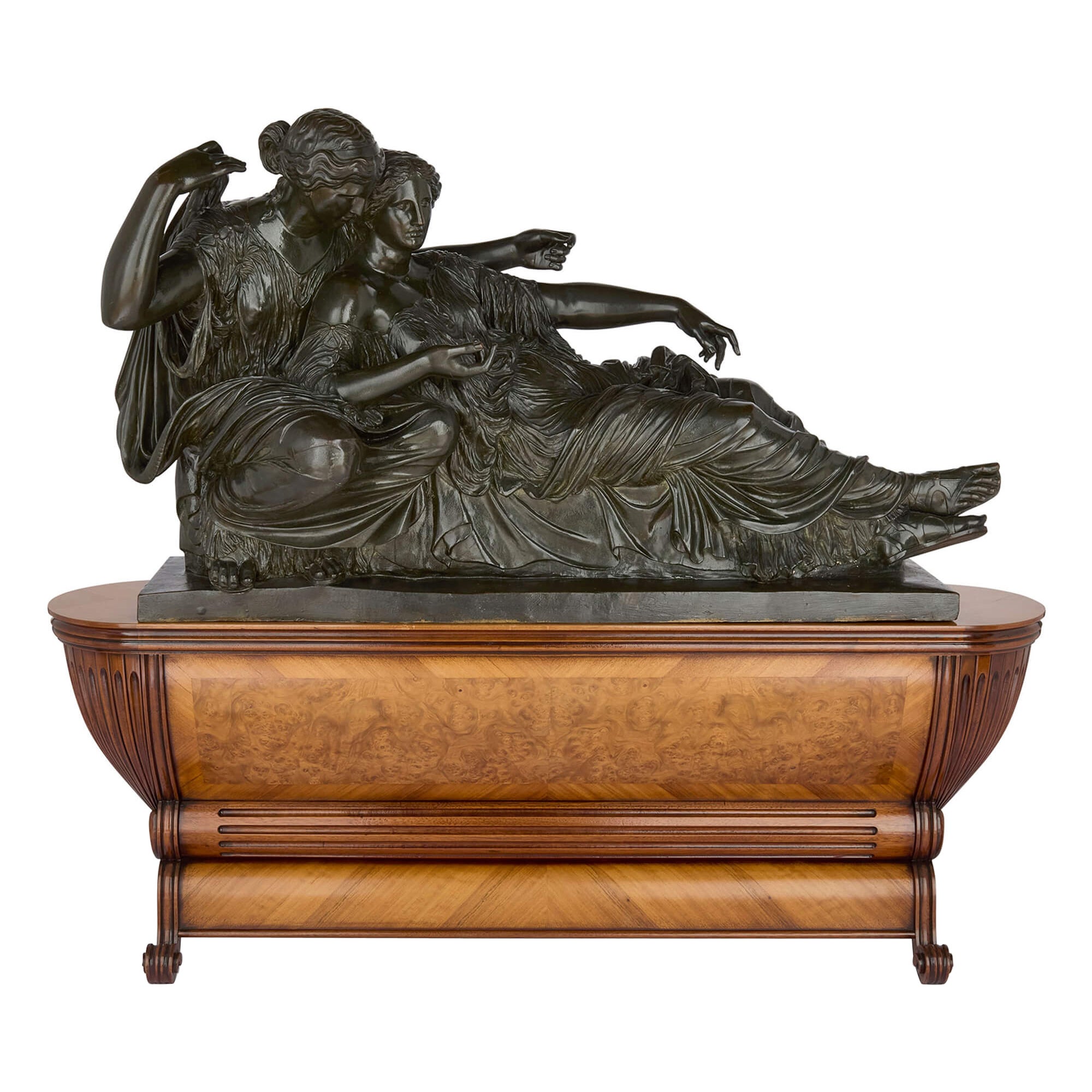 Antique French Skulptur Patinated Bronze Zwei Schicksale Barbedienne Lequesne im Angebot