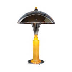 Kuppellampe im Art Deco Stil aus Bakelit und verchromtem Metall
