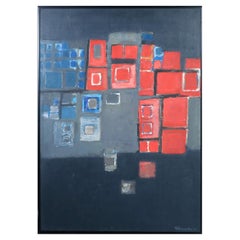 Modernista Cubista Óleo sobre lienzo de Piet Schoenmakers, Holandés años 50, Firmado