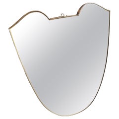 Miroir mural italien en laiton massif des années 1950, style Gio Ponti, Mid-Century Modern